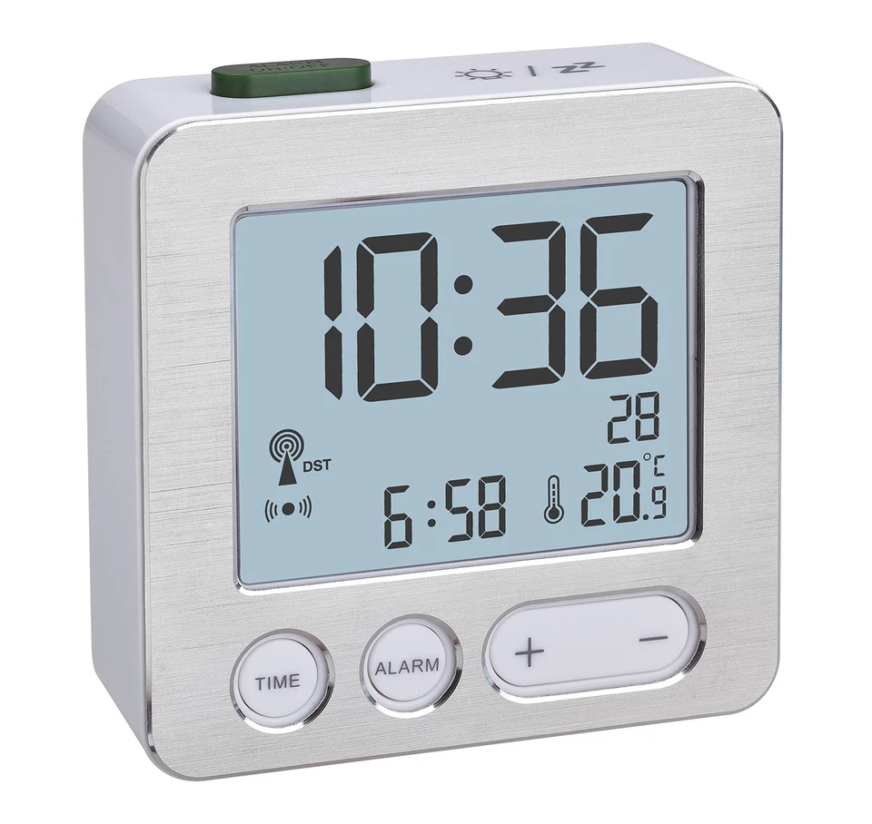 TFA Dostmann 60.2545.54 Sveglia digitale radiocomandata plastica bianco/argento - Immagine 3 di 4