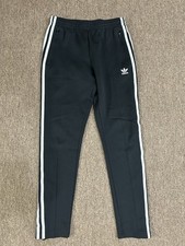 678 Adidas 3 Stripe Track Pants Black with White Zip Leg Pocket Women's XS