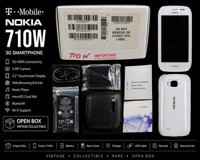 Nokia Lumia 710W T-Mobile Open Box White Windows Phone Complete Vintage Smartpho