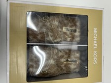 Michael Kors CLOSED TOE MK JACQUARD FAUX SHERPA slippers women size 6