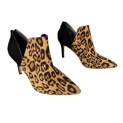 Enzo Angiolini Leopard Print Stiletto Booties sz 9M Women Pointed Toe Zipper