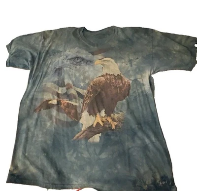 Camiseta The Mountain Y2K Águila Calva Bandera Americana Para Hombres XXL Azul Tie Dye Gráfico - Imagen 1 de 3