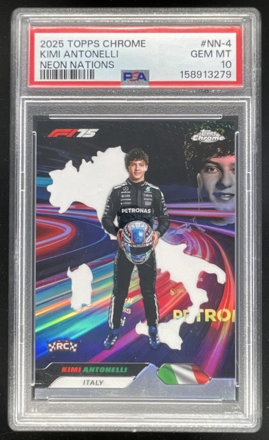 2025 Topps Chrome Formula 1 Neon Nations #NN-4 Kimi Antonelli RC PSA 10