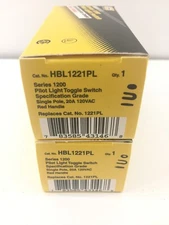 (2 Pack) Hubbell Single Pole Red Pilot Light Toggle Switch HBL1221PL ~ NEW