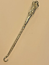 Antique Sterling Silver 925 Art Nouveau handle SHOE BUTTON HOOK Floral 5 1/8"  