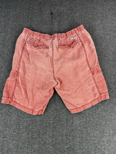 Tommy Bahama Linen Cargo Shorts Mens Large Red Relaxed Fit Drawsting Button - Picture 5 of 11
