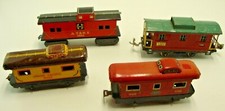 Vintage Lot Of 4 3 Marx 1 Lionel Tin Litho Reading Train Cabooses,