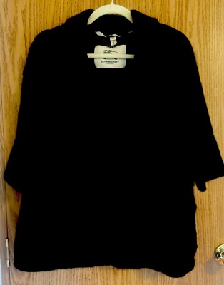 Burberry London Black Alpaca Sweater/Jacket Women s 3/4 Sleeves, Pockets, SizeSP