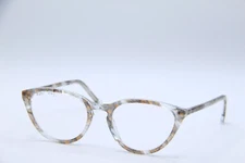 NEW L.A. EYEWORKS HORSE SHOE 616 BROWN CLEAR MARBLE AUTHENTIC EYEGLASSES 53-20