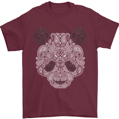 Paisley Panda Bear Mens T-Shirt 100% Cotton