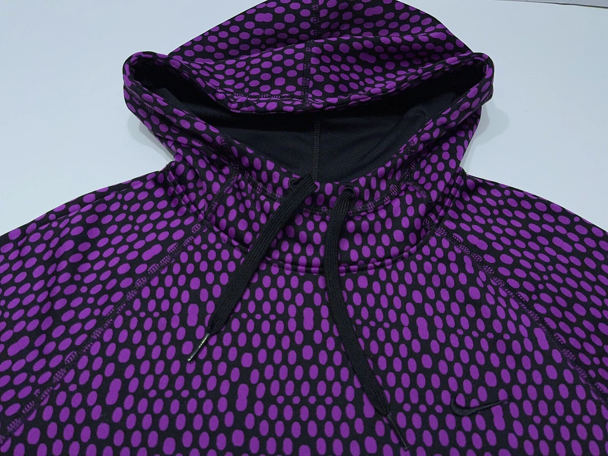 Womens Nike Therma Fit Pullover Hoodie Fleece Lined Black Purple Size XS