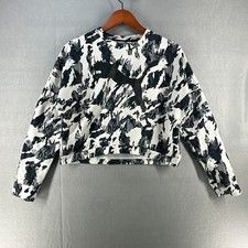 Puma Womens Sweater Small White Logo Crop Drop Shoulder Long Sleeve Streetwear