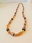 Amber Wooden Beaded Necklace Long 28 inches No Clasp