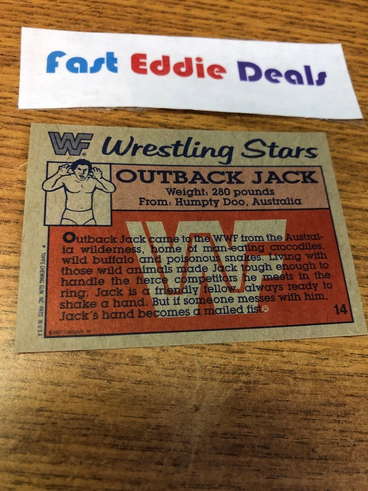 1987 TOPPS WRESTLING WWE WWF AUSTRALIAN OUTBACK JACK SUPERSTAR CARD 14 EXCELLENT - Image 2 of 2