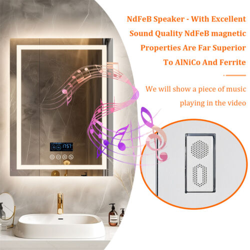 LUVODI Bluetooth LED Bathroom Mirror Dual Lights Anti-Fog Makeup Mirror Music - Picture 17 of 22