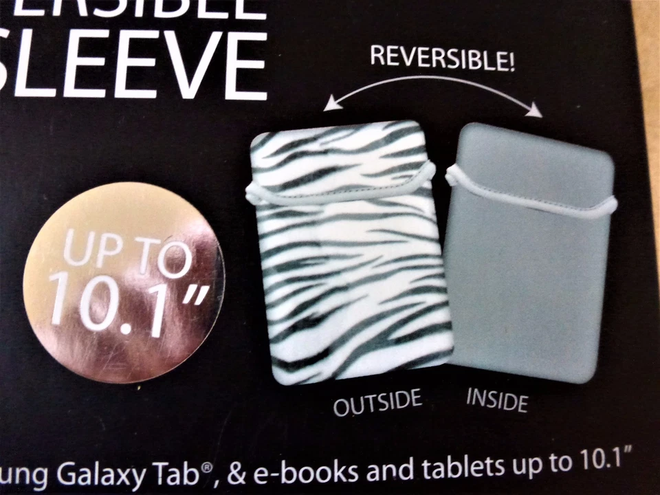 HYPE Gray White Zebra Print NEOPRENE Tablet Sleeve For Tablet / Notebook New - Image 2 of 3