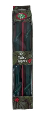 Vintage Robert Alan Candle Company Green Twisted Taper Candles 12'' New In Box