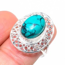 Green Turquoise Gemstone 925 Sterling Silver Jewelry All Size Ring For Gift