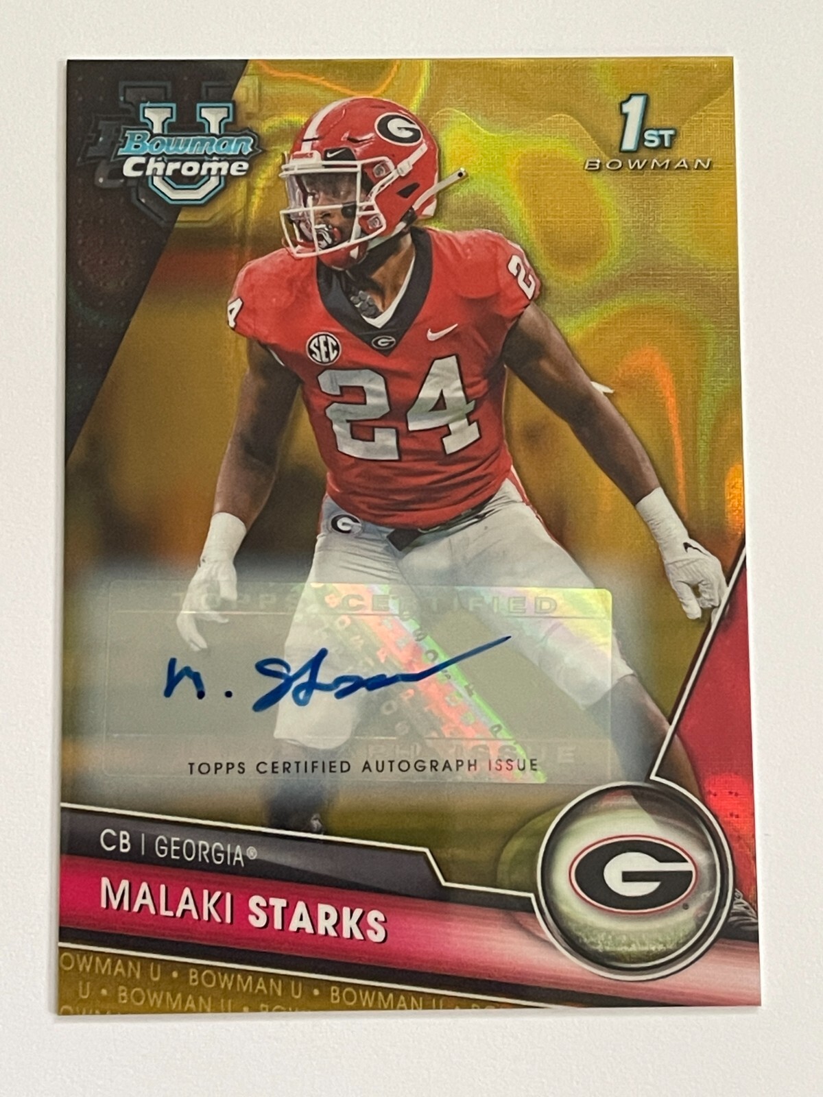 2023 Bowman University Chrome Ravens Malaki Starks 1st Gold Lava Auto /50 #55