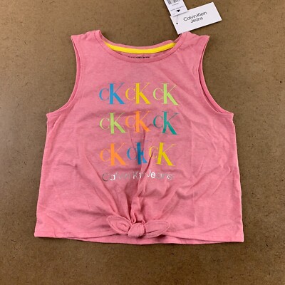 Calvin Klein Jeans Girls Size Medium (8/10) Azalea Pink Knot Front Tank Top NWT