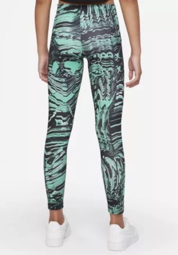 Nike Sportswear Girls Printed Dance Leggings Green Black Jersey Fabric Sz XL NWT - Picture 2 of 5