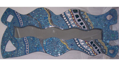 mosaic tile wall art mirror, Custom Made By Artist www.celestekelly.com  84x37