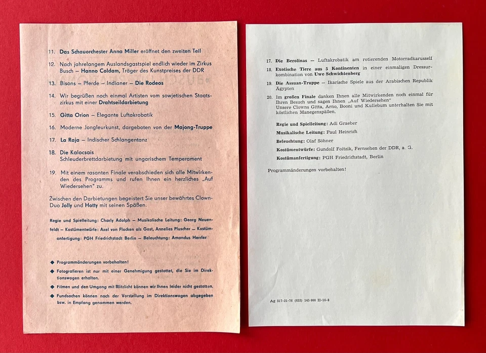 4 x DDR Zirkus Programm 1973 - 1976 Zirkus Busch, Aeros, Berolina ( F23472 - Bild 4 von 4