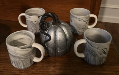 Threshold Stoneware Coffee Mug Grey White Marble Swirl Pattern