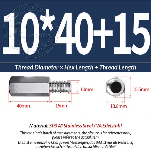 M2-M10 Male-Female Stainless Steel Hex Standoff Screw Spacer Pillar Hex Support - Picture 165 of 180