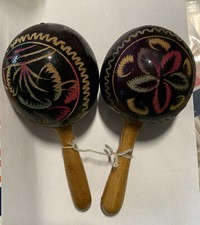 Hand Carved, Hand Carved and Painted Souvenir Maracas from St Thomas