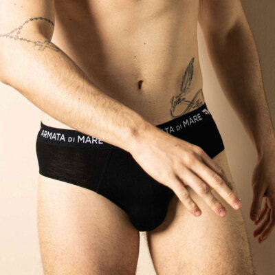 3 Herren Slips Marine Navy Bambusfaser mit Gummizug außen logiert - GT2258