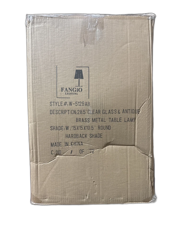 Fangio Lighting 28 in. Antique Brass Metal and Clear Glass Table Lamp(2 PACK) - Изображение 3 из 3