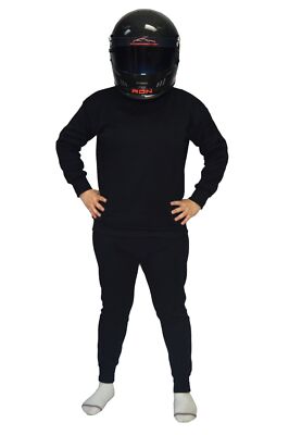 SFI 3.3 UNDERCLOTHING RACING FIRE UNDERWEAR 2 PIECE TOP & BOTTOM BLACK MEDIUM