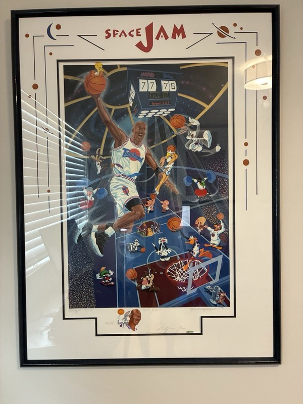 Melanie Taylor Kent Space Jam lithograph. Signed By Michael Jordan #114/#175