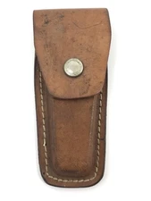 Vintage Brown Leather Sheath 4.25" Closed Snap & Flap Western ? 11381-M