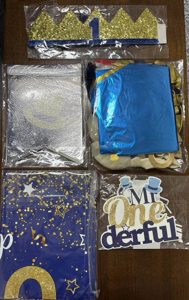 Feliz Primer Cumpleaños Mr. ONEderful Boy Conjunto de Suministros de Fiesta ~ Banner, Globos Foto 2 de 4