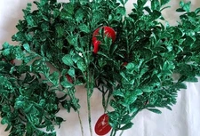 Lot Of 6 Ashland Christmas Green Glittered Leaf Floral Picks