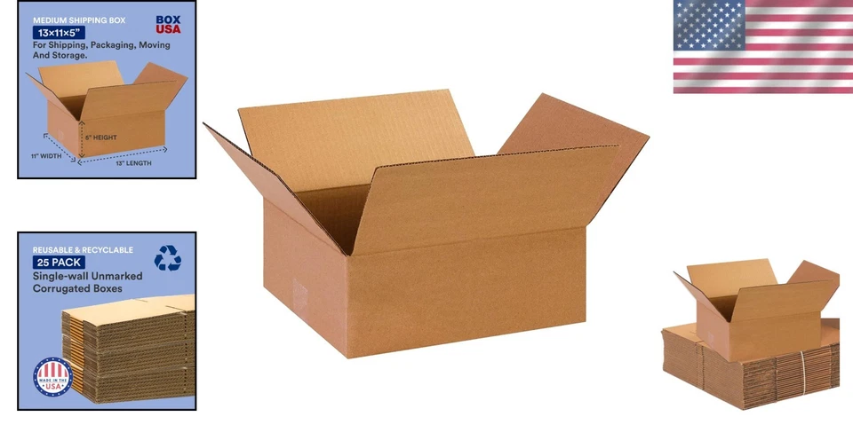 25 Pack 13x11x5 Corrugated Cardboard Boxes - Image 2 of 4