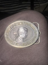 Pow Mia Enameled Belt Buckle Military Style