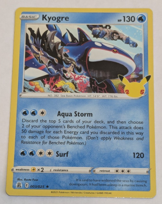 Kyogre 003/025 Holo Rare - 2021 Pokemon 25th Anniversary Celebrations