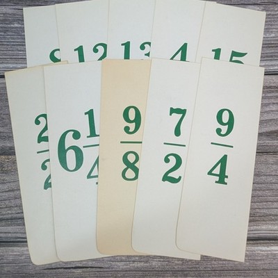 Vintage Set of 10 Math Flashcards 1955 Flash Cards Ephemera, Crafts - Fractions