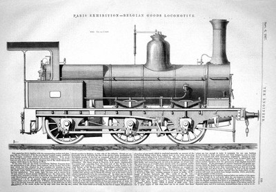 Alte 1867 Pariser Ausstellung Belgische Güterlokomotive Zugtechnik Viktorianisch