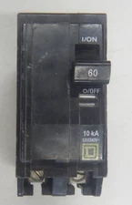Square D QO260 Plug-In Circuit Breaker 2 Pole 60 amp 240v 10kA USED