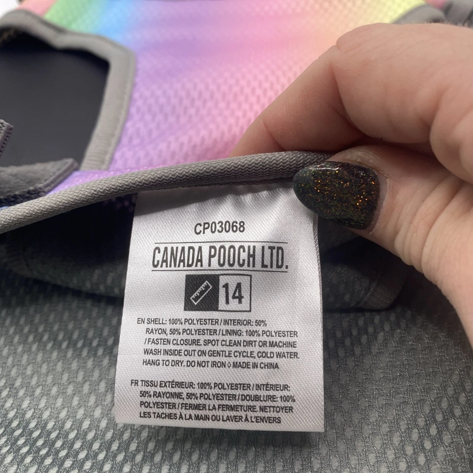 Canada Pooch Chill Seeker Cooling Vest Rainbow Mesh Harness Summer Jacket NWT - Image 3 of 4