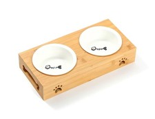 Gamelle Bambou – Chien, Chiot, Chat, Chaton – Double Gamelle Nourriture et Eau