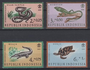 Indonesia 1966. Reptiles. Scott # B203-B206. MNH, VF