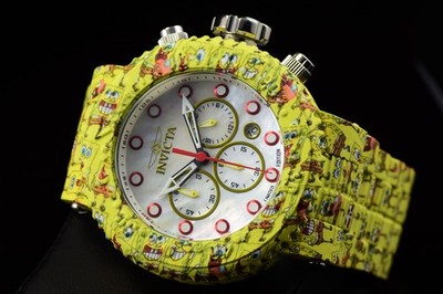 RARE Invicta Sponge Bob Sponge Bob & Friends Men's Watch MOP Dial Aqua Plating