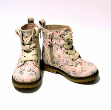 Cat and Jack Giovanna Toddler Girls Size 5 Ankle Combat Boots Pink Beige Floral