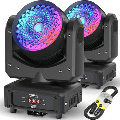 Zwei Equinox Fusion 120Q RGBW Moving Head DJ Disco Lichteffekt inkl. DMX Kabel