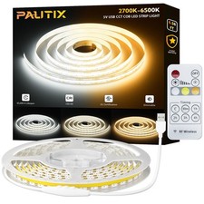 5V USB COB LED Strip Lights with RF Remote,Dotless LED Lights 2700K-6500K CCT...